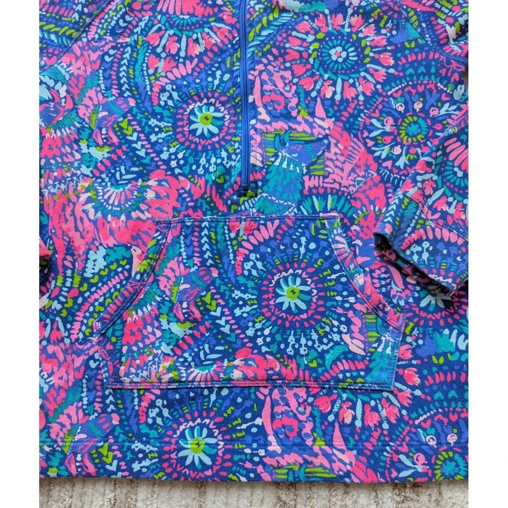 Lilly Pulitzer Skipper Popover 1/2 Zip Jacket Youth Sz XL 12 14 No Prob Llama